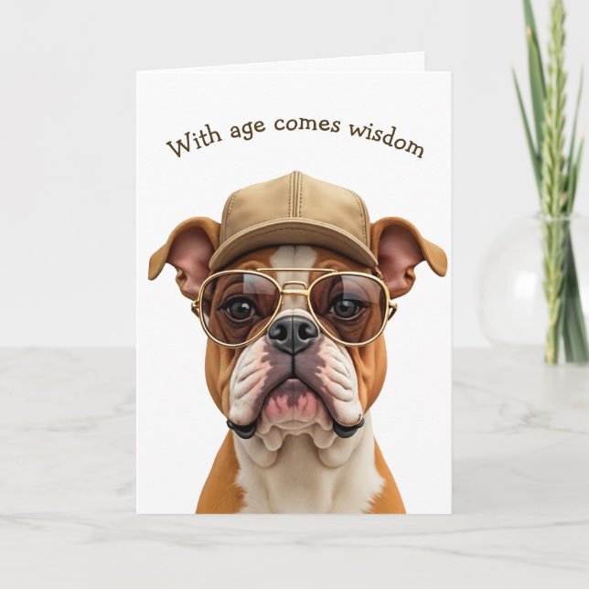 Carte Humour d'anniversaire de Bulldog (Devant)