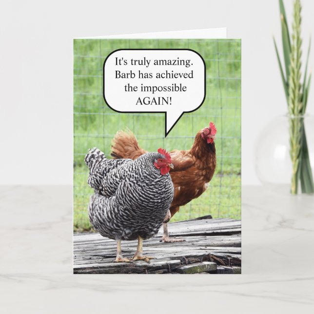 Carte Humour d'anniversaire de deux poules (Devant)