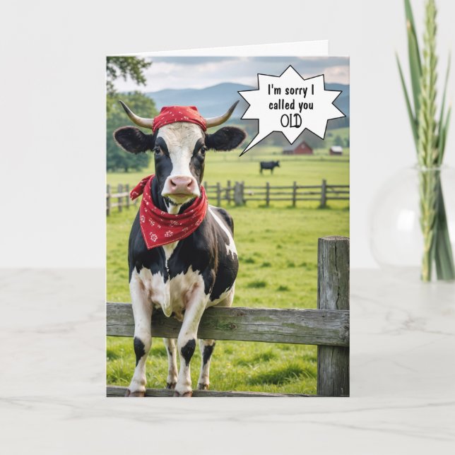 Carte Humour d'anniversaire de Holstein Cow (Devant)