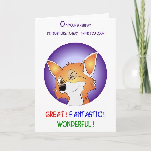 Carte humour d'anniversaire de renard aussi (Devant)