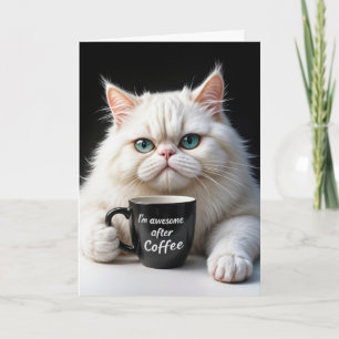 Carte Humour d'anniversaire du chat perse blanc