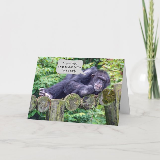 Carte Humour d'anniversaire du chimpanzé (Devant)