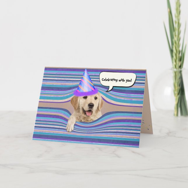 Carte humour d'anniversaire golden retriever (Devant)
