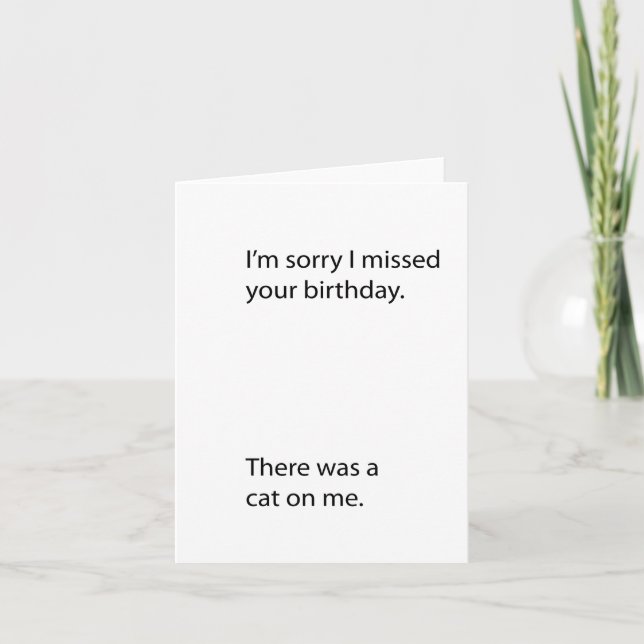 Carte Humour d'anniversaire tardif (Devant)