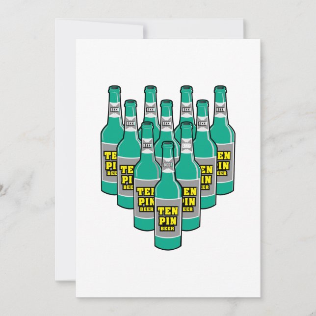 Carte humour de bowling de bière à dix broches (Devant)