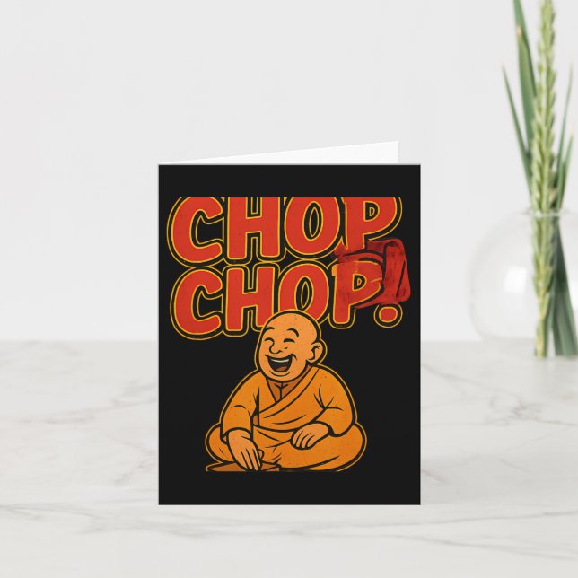Carte Humour de boxe Arts martiaux Chop Chop Cartoon Prê (Devant)
