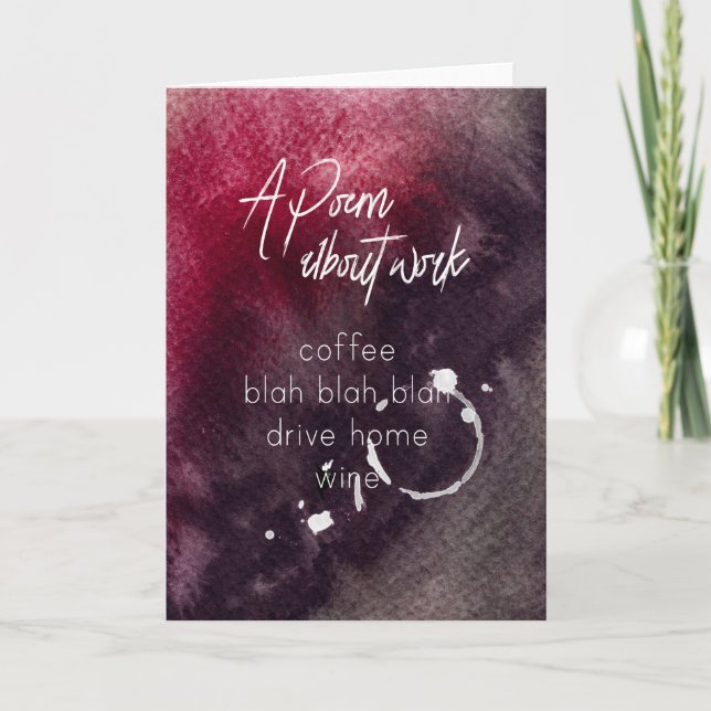 Carte Humour de Bureau Comptable Travail Alcool Vin Drôl (Devant)