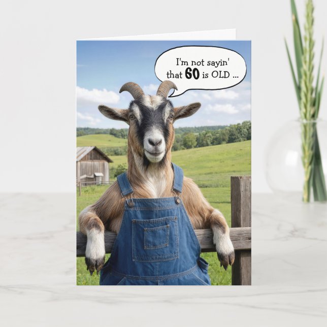 Carte Humour de chèvre vieillissante pour 60 ans (Devant)