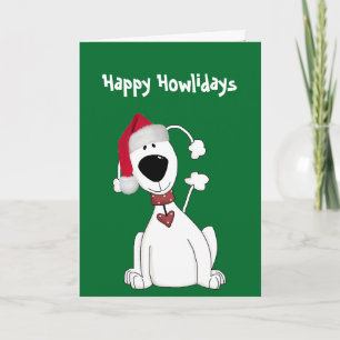Carte Humour de chien de Noël sur vert