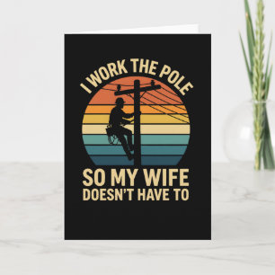 Carte Humour de Monteur de Ligne Je Travaille sur le Pot