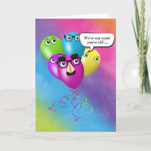 Carte Humour des ballons d'anniversaire arc-en-ciel du g