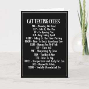 Carte Humour des codes textos de chats