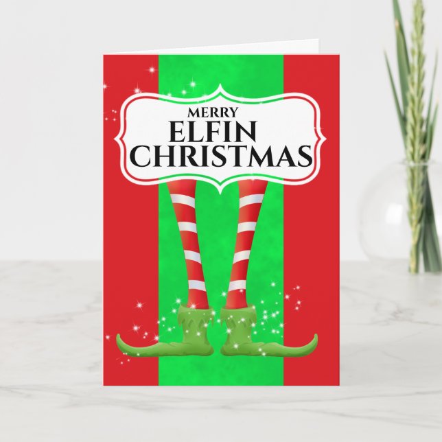 Carte Humour elfe drôle joyeux elfin rude Noël (Devant)