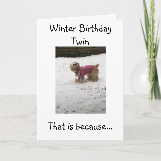 CARTE HUMOUR HOT TWINS=SALONS D'ANNIVERSAIRE D'HIVER (Devant)
