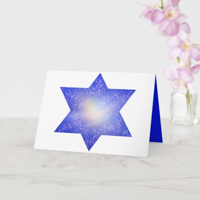 Carte Humour juif magique מָ גֵ ן וִ דָ étoile ד David (Orchidée)