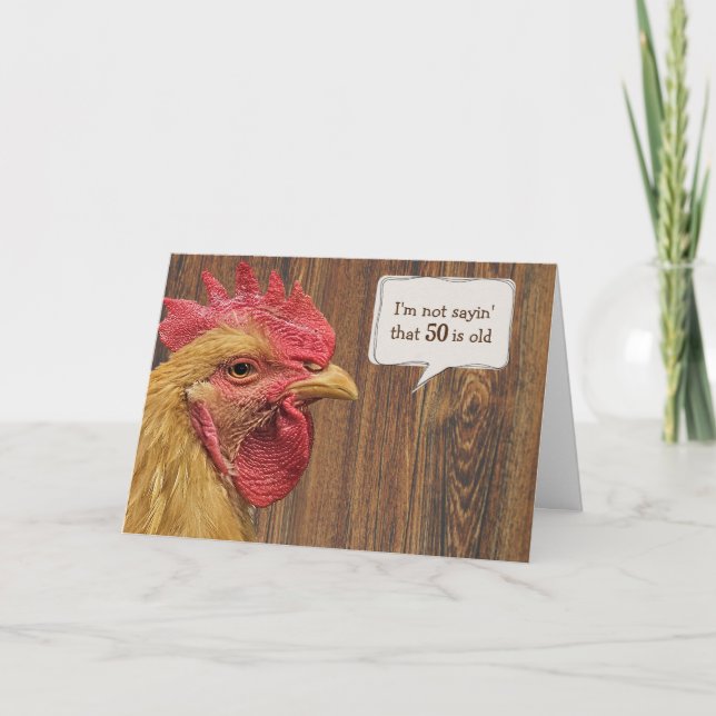 Carte Humour pour les 50 ans d'un coq (Devant)