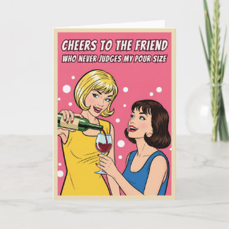 Carte Humour Vintage Vin Drôle Meilleures Amies Pop Art 
