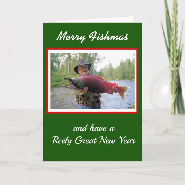 Carte Humouristique Joyeux Noël de Pêche Votre Photo d'i (Devant)