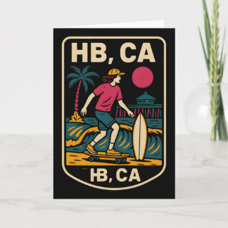Carte Huntington Beach Hb Ca Retro Mens Surfing Skateboa