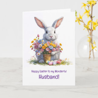 Carte Husband Happy Easter with Cute Bunny