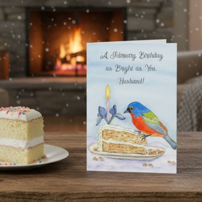 Carte Husband Happy February Birthday Painted Bunt (Créateur téléchargé)