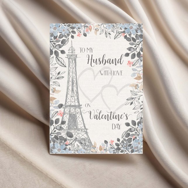 Carte Husband Romantic Valentines Day Eiffel Tower (Créateur téléchargé)