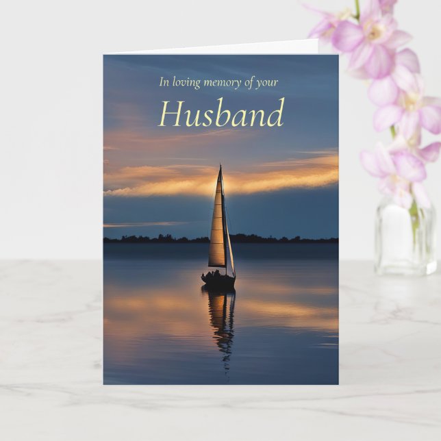 Carte Husband Sympathy with Sailboat on the Water  (Orchidée)