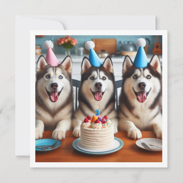 Carte Husky, carte photo Husky, anniversaire de ch (Devant)