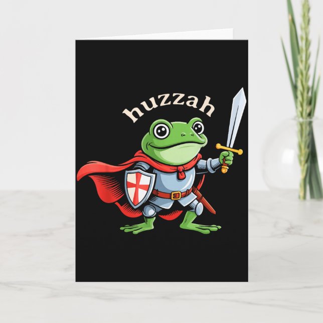 Carte Huzzah Frog Knight Funny Sword Meme Quote Medieval (Devant)