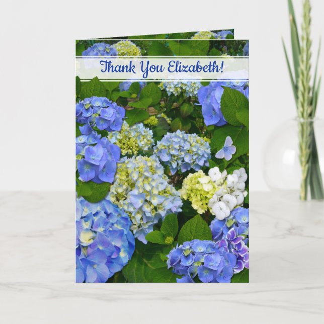 Carte Hydrangea Bleu Printanier Ami Chrétien Merci (Devant)
