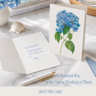Carte Hydrangea Bleue pour Vous Dire que Vous êtes