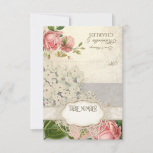 Carte Hydrangea et Roses en dentelle vintage moderne tei