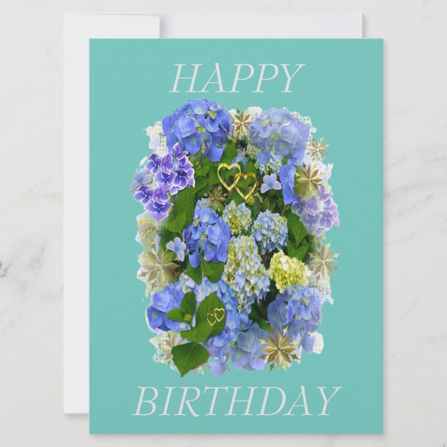 CARTE HYDRANGEA FLEURS JOYEUX ANNIVERSAIRE (Devant)