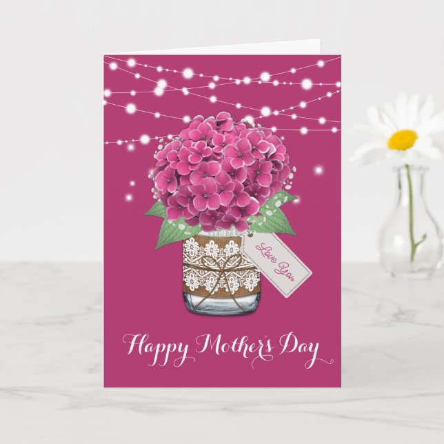 Carte Hydrangea Rose Mignardise Fleurie Fête des Mères (Petite plante)