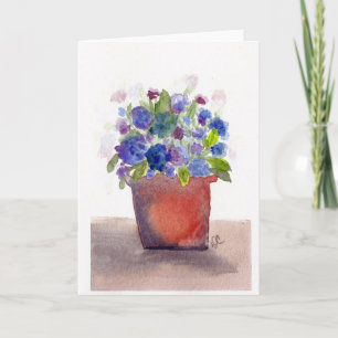 Carte Hydrangée violette Aquarelle Florale