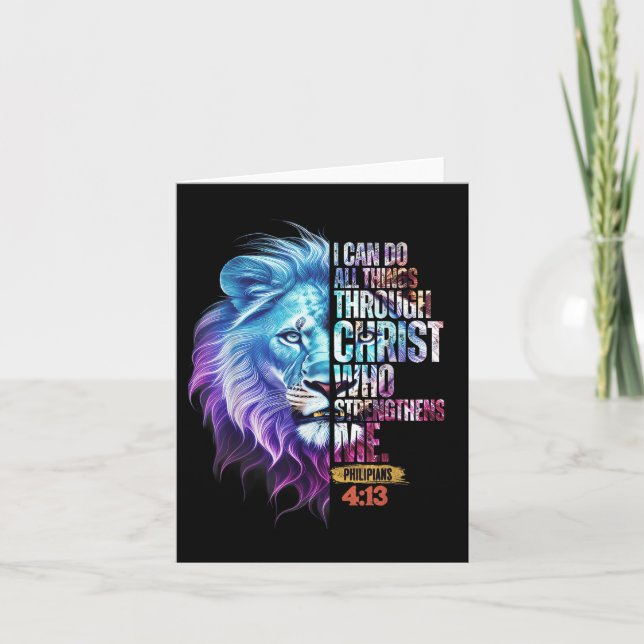 Carte I Can Do All Things Through Christ Lion Faith Chri (Devant)