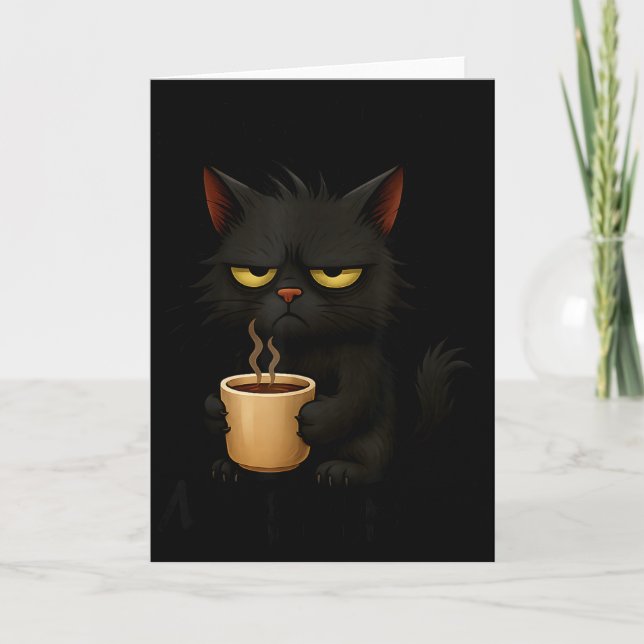 Carte I Don't Do Mornings Funny Quote Black Cat Lover Gi (Devant)