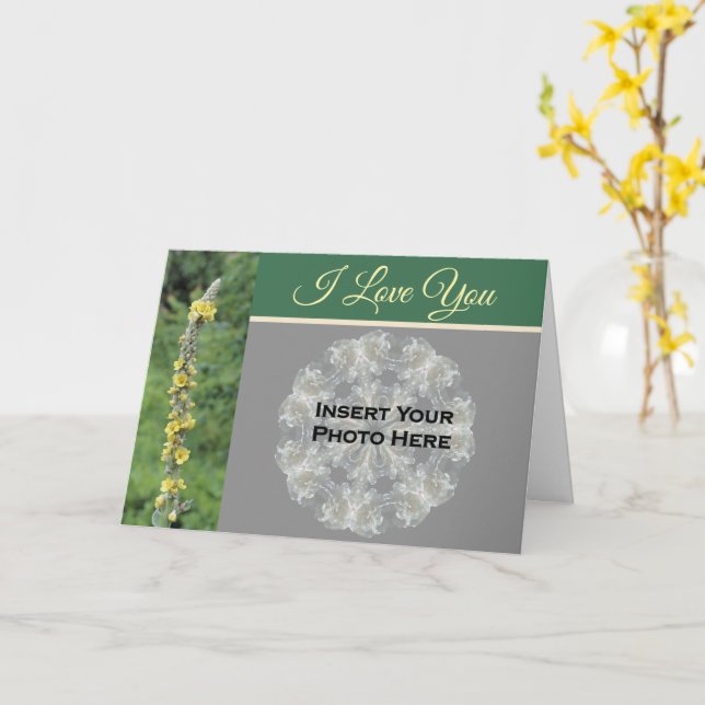 Carte I Loin You Mullein Flower Photo personnalisée (Fleur jaune)