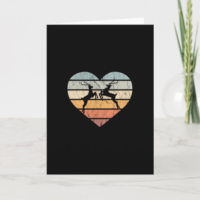 Carte I Love Deer Coeur rétro pour chasseur (Devant)