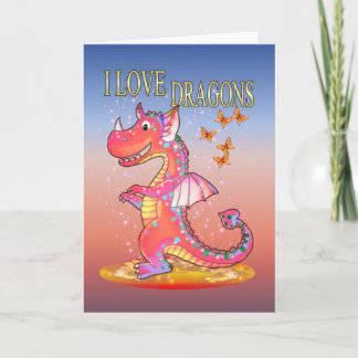 Carte I Love Dragons, magical design..