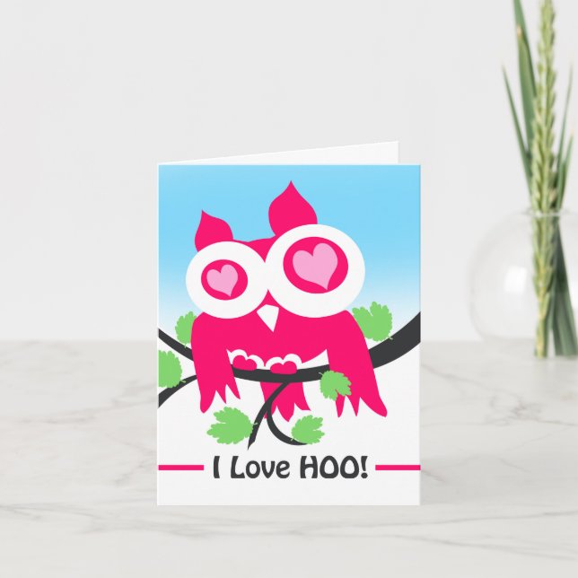 Carte I Love Hoo Valentine's Day Owl Pun (Devant)
