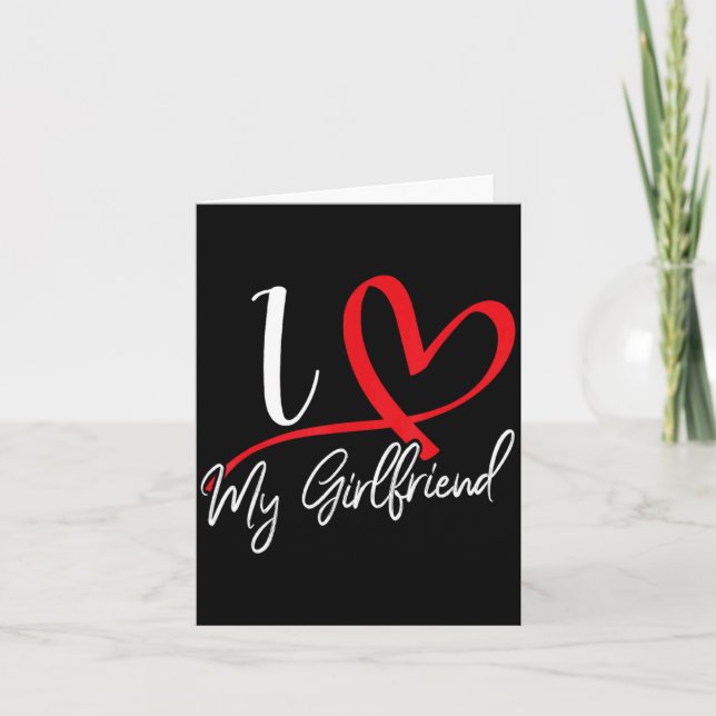 Carte I Love My Girlfriend Red Heart Couples Valentines  (Devant)