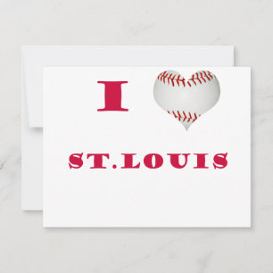 Carte I Love St. Louis Heart Formé Baseball Red Lettres