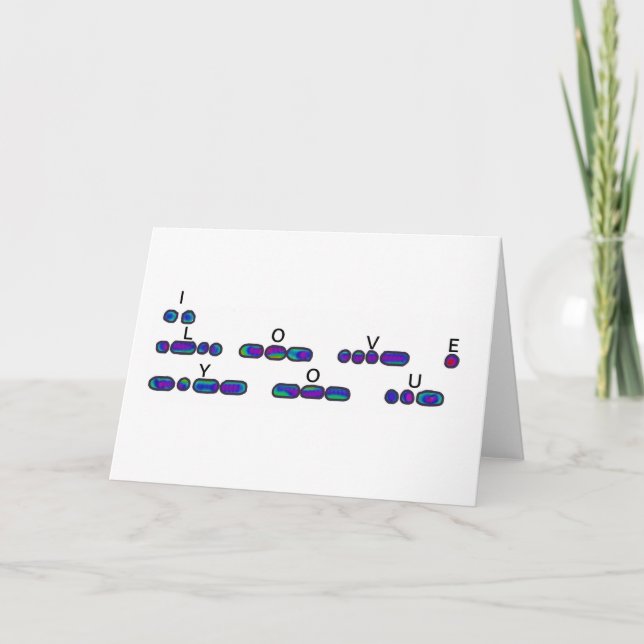 Carte "I Love You" avec des teintes en code Morse (Devant)