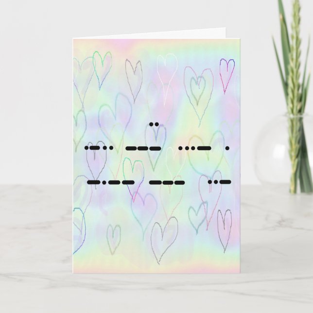 Carte I Love You in Morse Code Hearts Card - Personnalis (Devant)