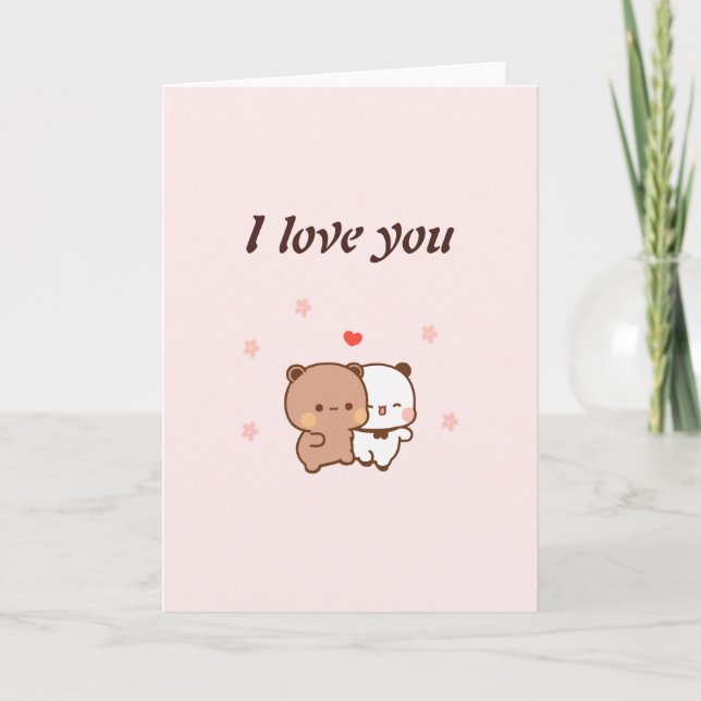 Carte I Love You, mignon dessin de couple (Devant)
