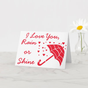 Carte I Love You Rain ou Shine Umbrella Hearts Card