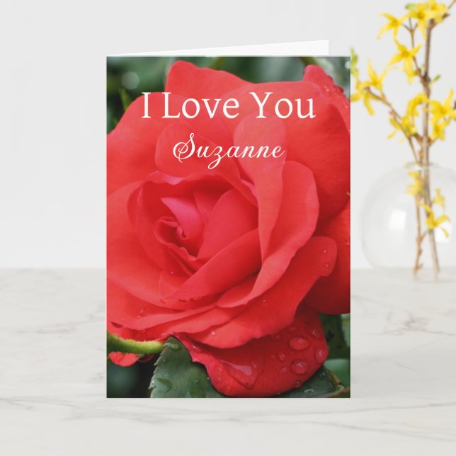 Carte I Love You Red Rose Flower Personnalisé (Fleur jaune)