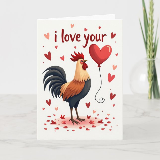 Carte I Love You Rooster Card