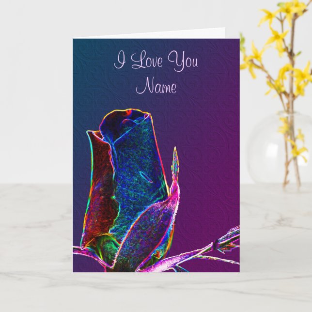 Carte I Love You Rosebud Flower Personnalisé (Fleur jaune)
